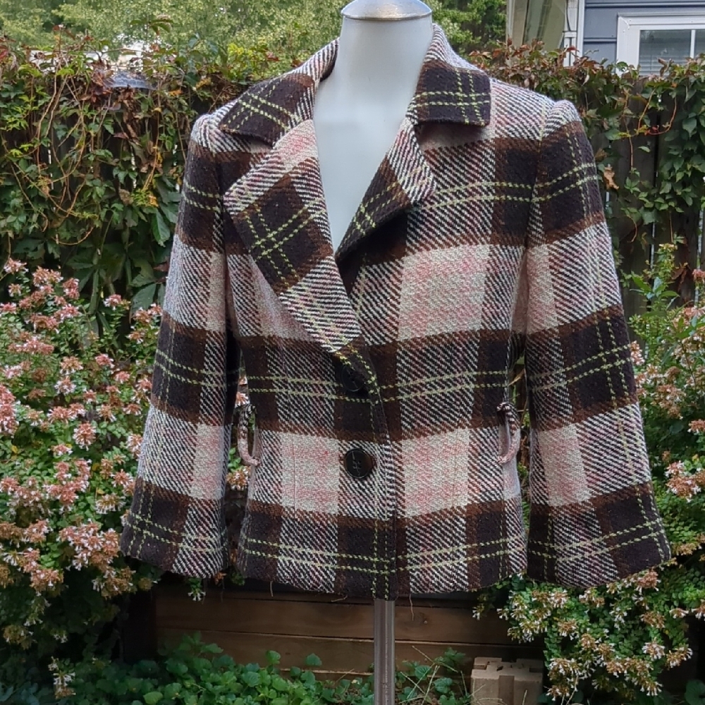 CAbi Plaid Blazer - Brown, Pink, and Green